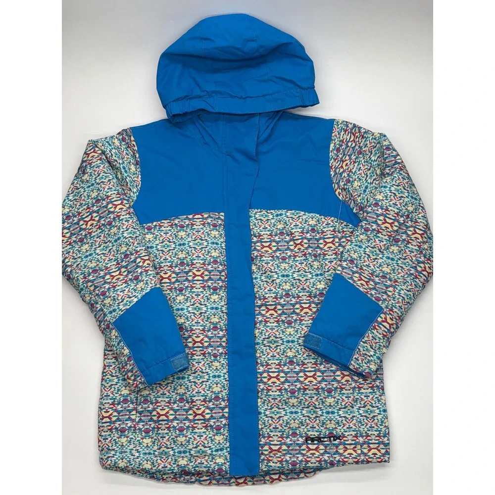 Arctix Kids Blue Geometric Insulated Snow‎ Jacket Hooded Winter Coat 84917